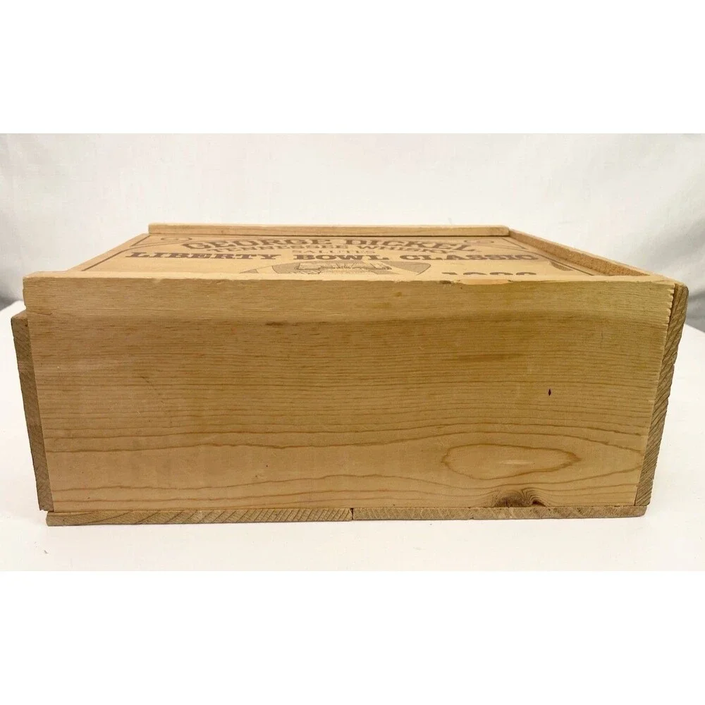 VTG George Dickel Tennessee Whisky Liberty Bowl Classic Empty Wood  Lid Box 1986